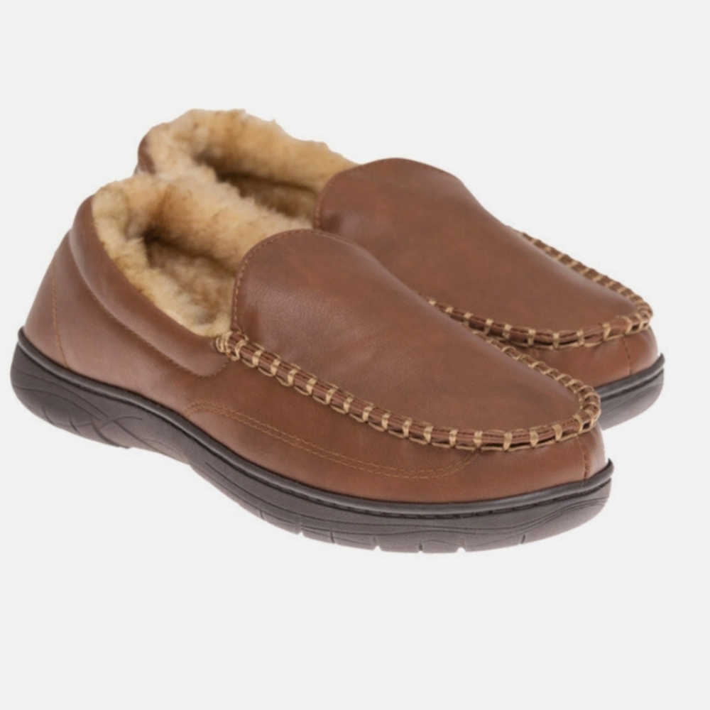 Haggar Men's Tan Memory Foam Loafer Slippers